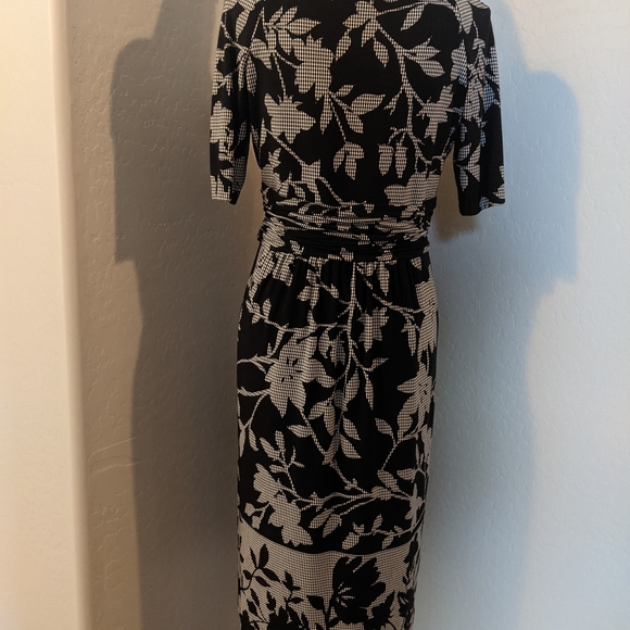 Jones New York Midi Dress w/ Faux Belted High Waist Size 8 - Picture 4 of 5